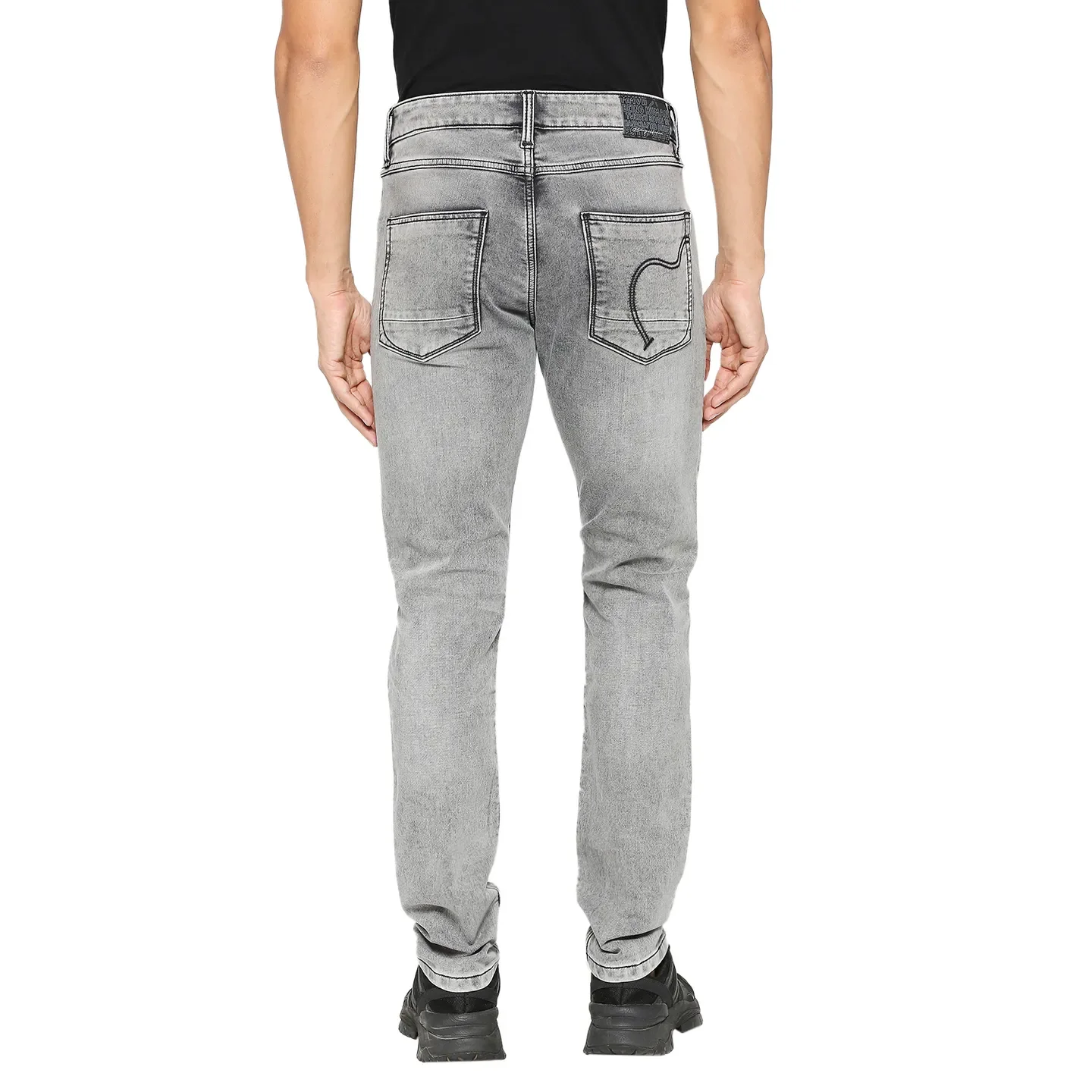Grey Slim Fit Denims For Men By Being Human Clothing - Image 4