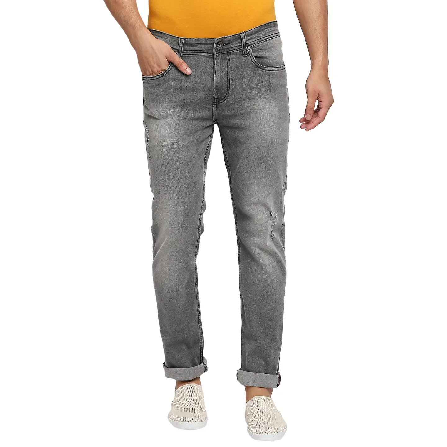 Grey Slim Straight Fit Men's Denims by Being Human Clothing