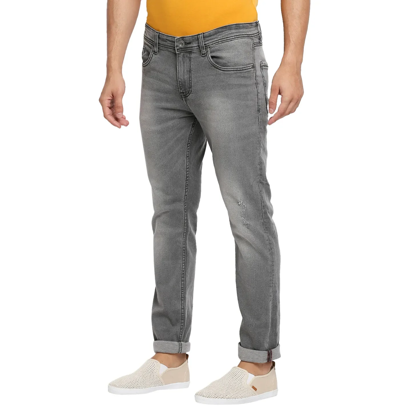 Grey Slim Straight Fit Men's Denims by Being Human Clothing - Image 2