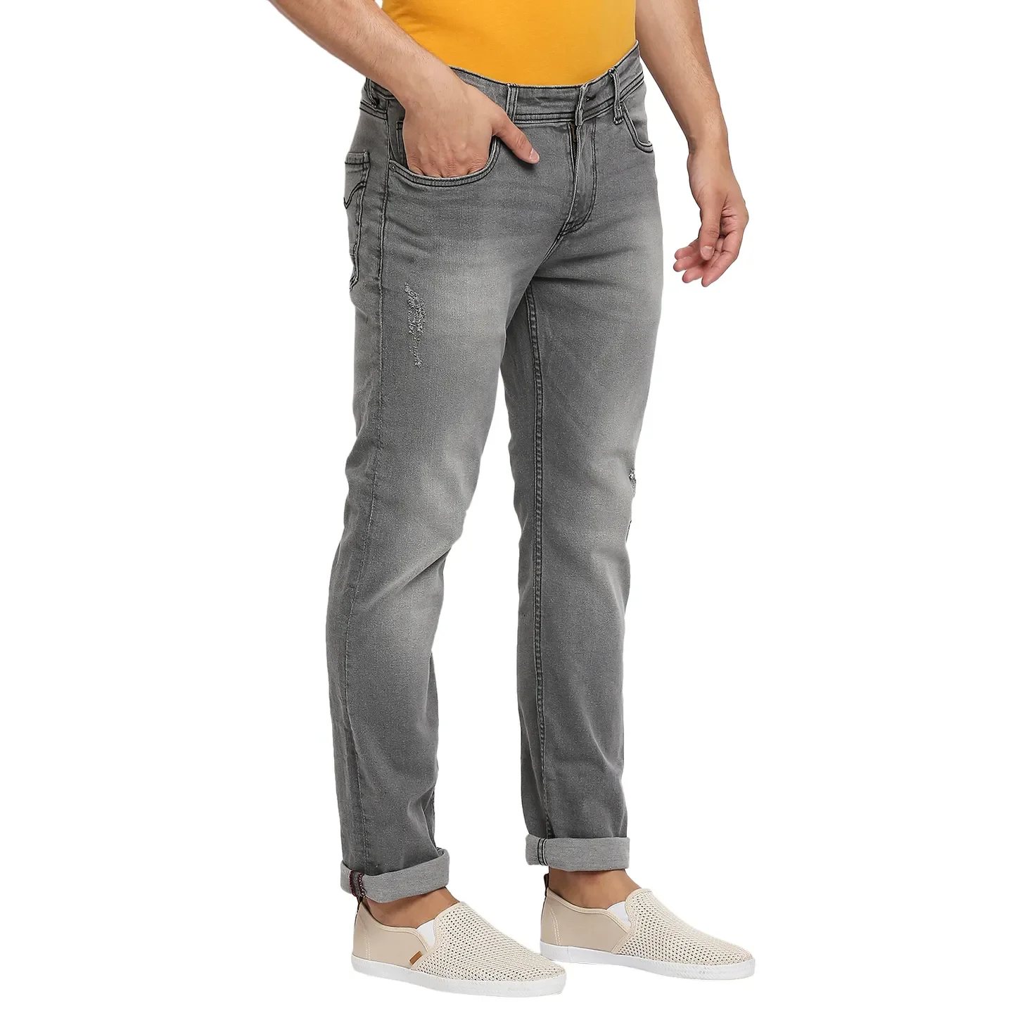 Grey Slim Straight Fit Men's Denims by Being Human Clothing - Image 3