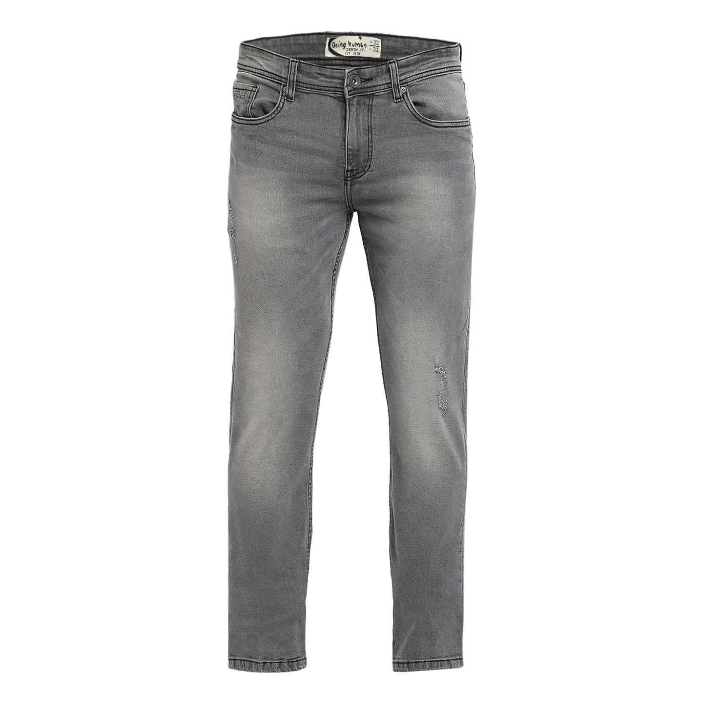 Grey Slim Straight Fit Men's Denims by Being Human Clothing - Image 7