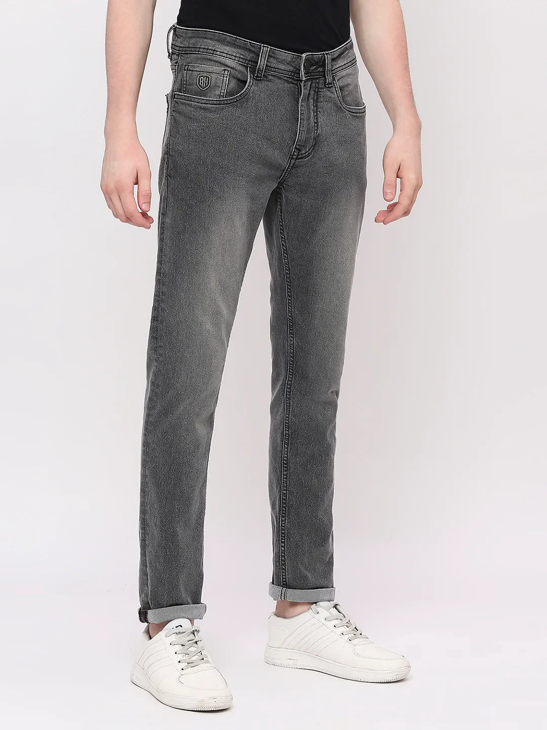 Grey Slim Straight Fit Men's Denims by Being Human Clothing - Image 3