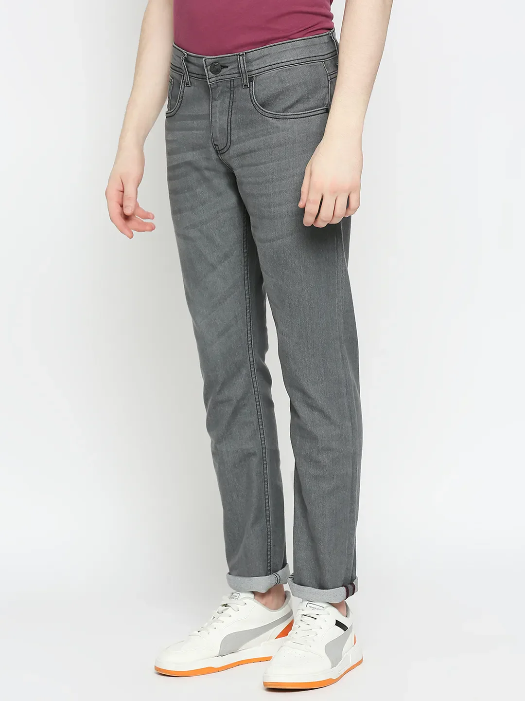 Grey Slim Straight Fit Men's Denims by Being Human Clothing - Image 2