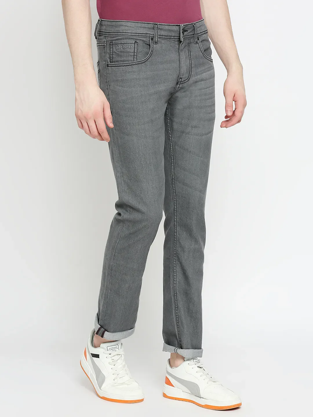 Grey Slim Straight Fit Men's Denims by Being Human Clothing - Image 3