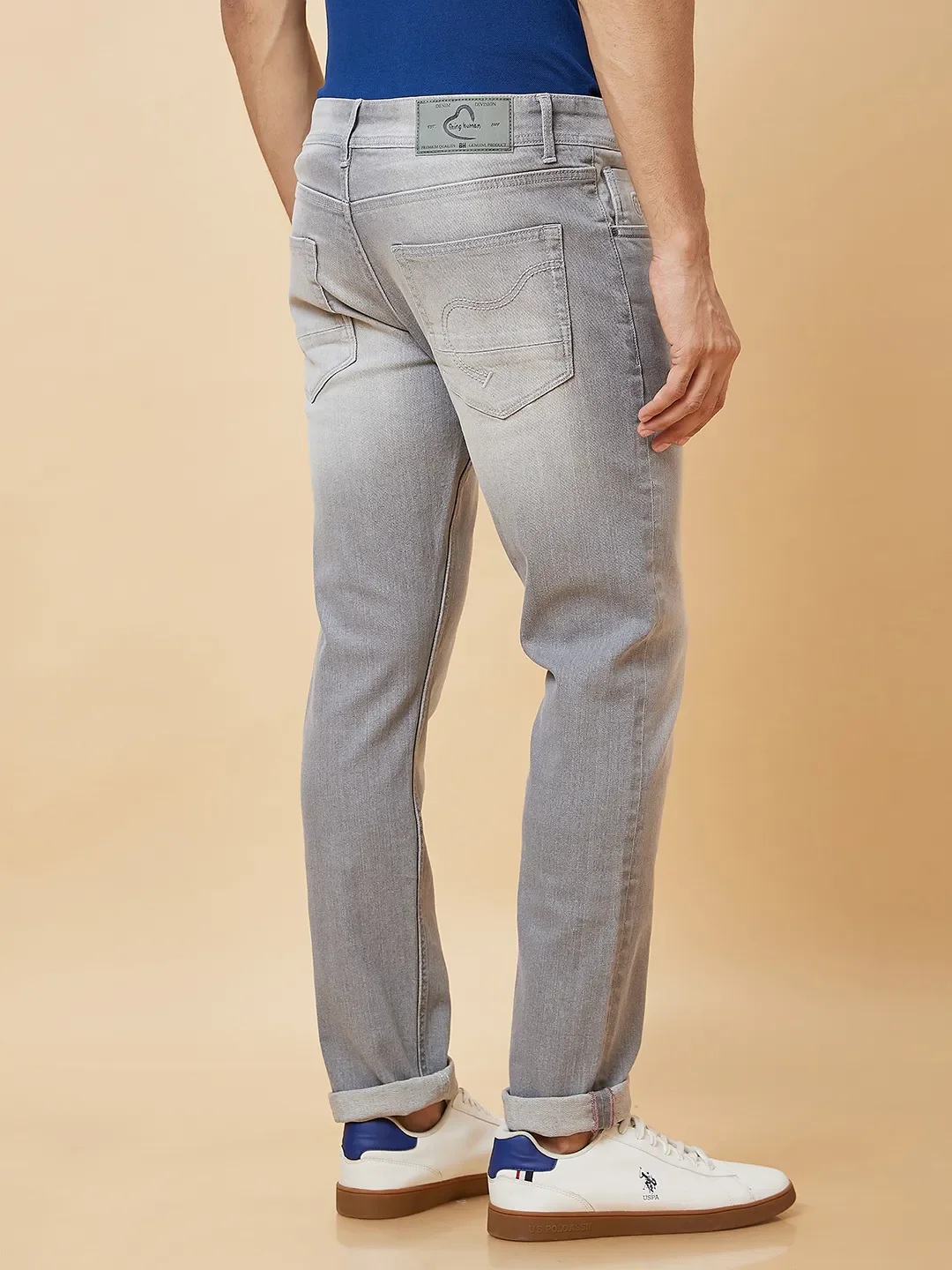 Grey Slim Straight Fit Men's Denims by Being Human Clothing - Image 4