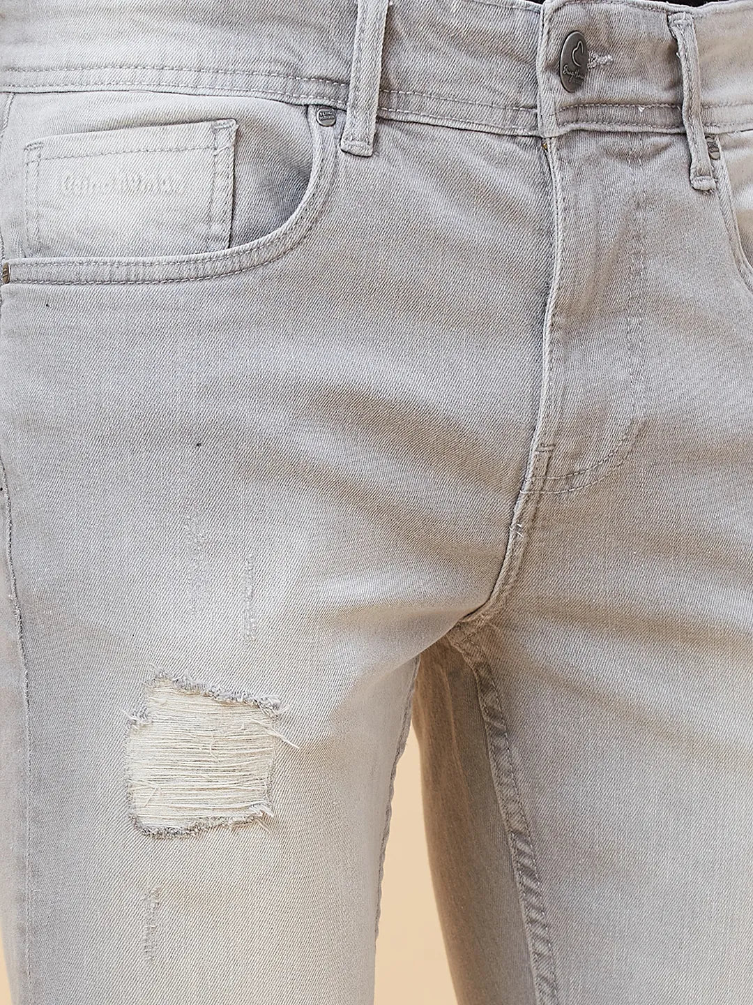 Grey Slim Straight Fit Men's Denims by Being Human Clothing - Image 5