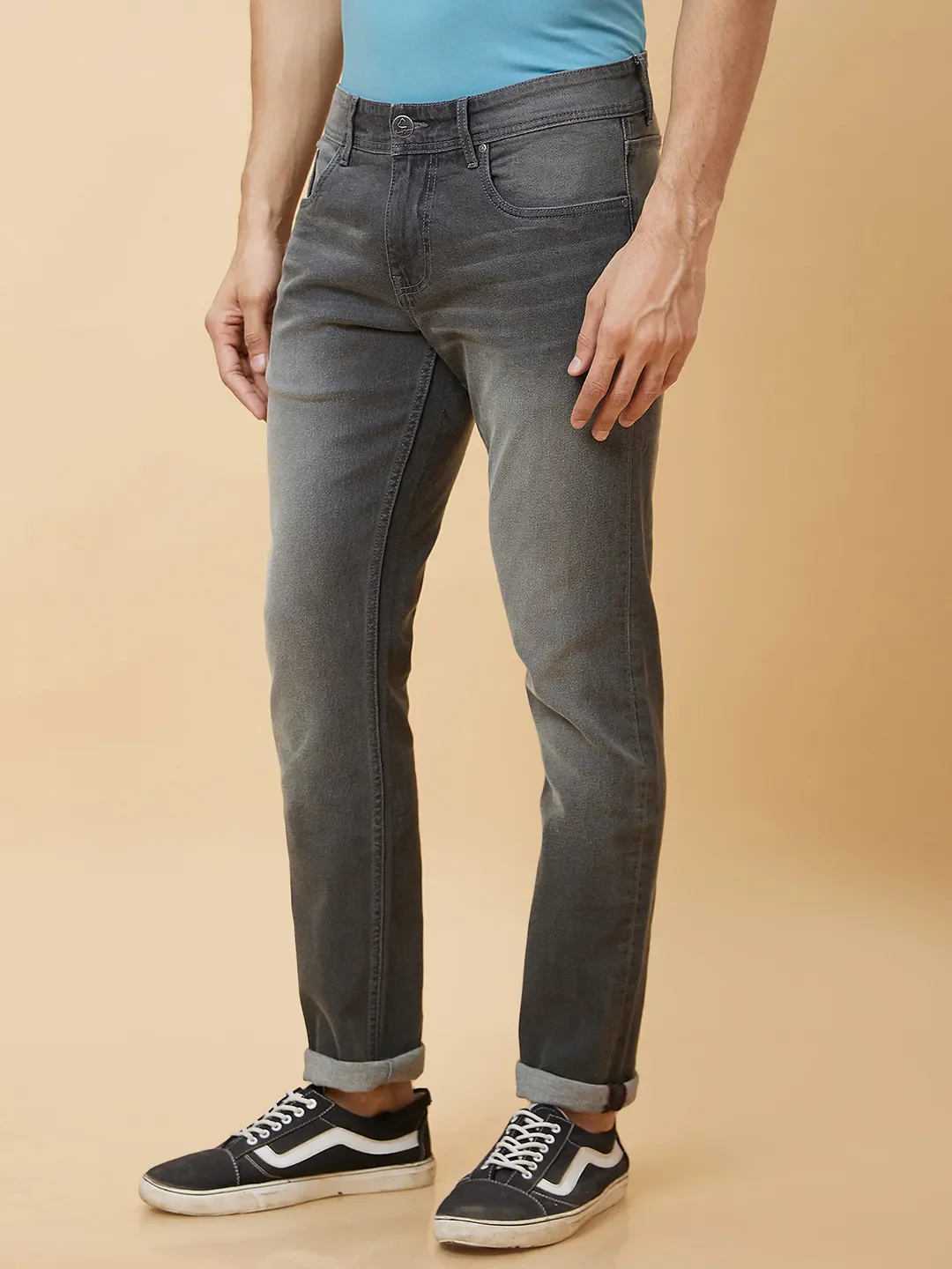Grey Slim Straight Fit Men's Denims by Being Human Clothing - Image 3