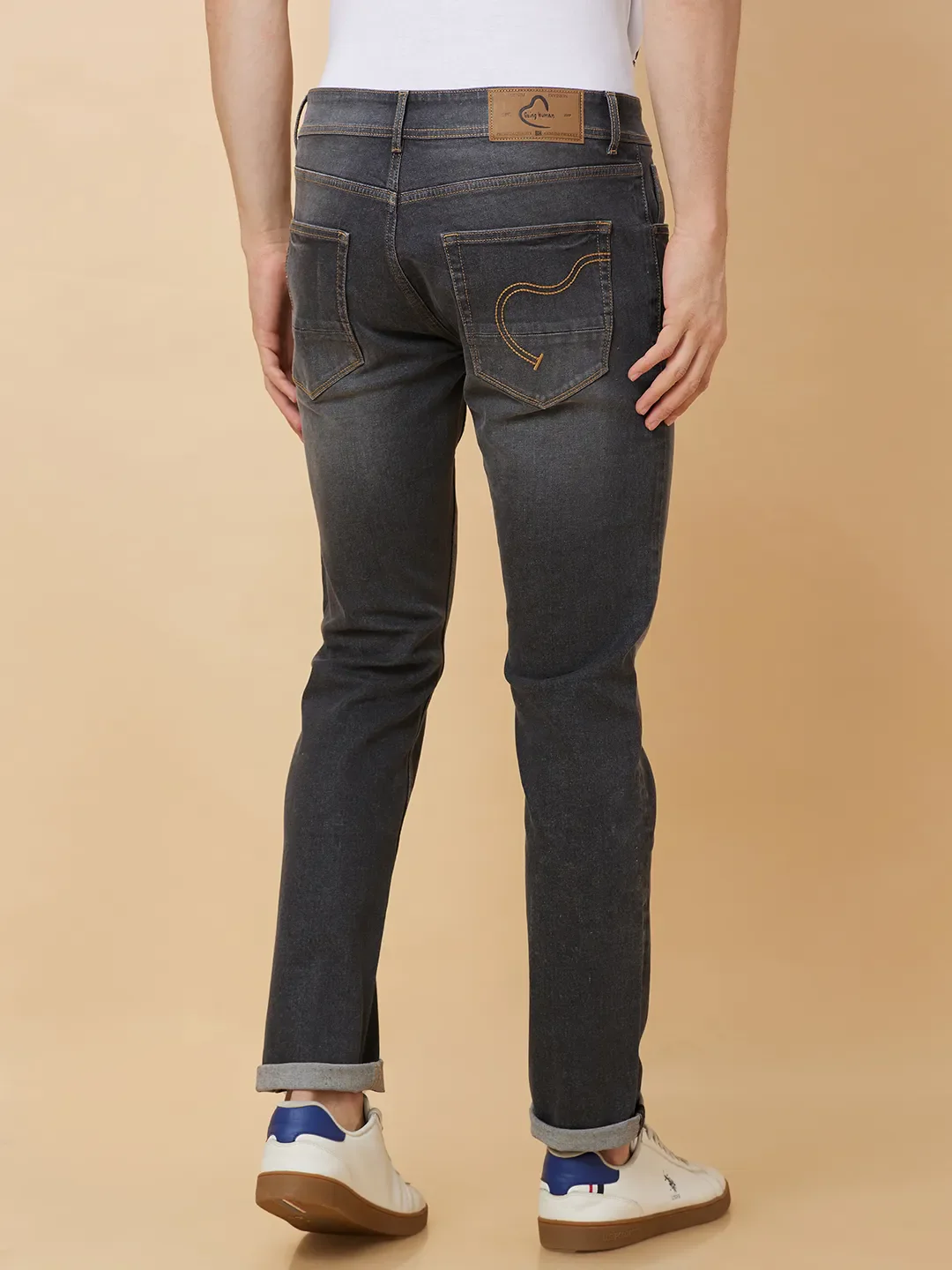 Grey Slim Straight Fit Men's Denims by Being Human Clothing - Image 3
