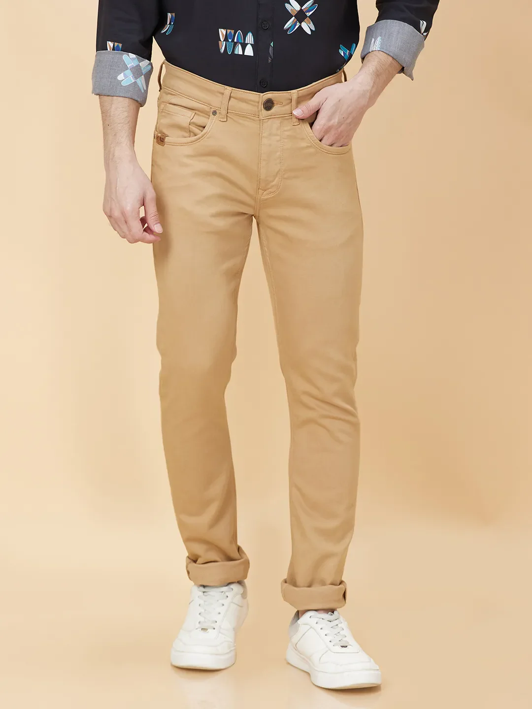 Khaki Slim Fit Men's Denims by Being Human Clothing
