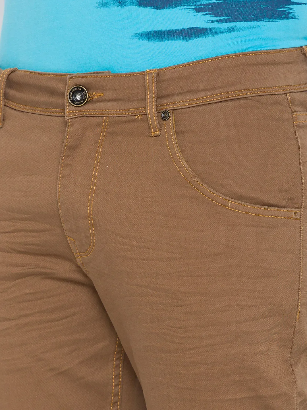 Khaki Slim Fit Denims For Men By Being Human Clothing - Image 4