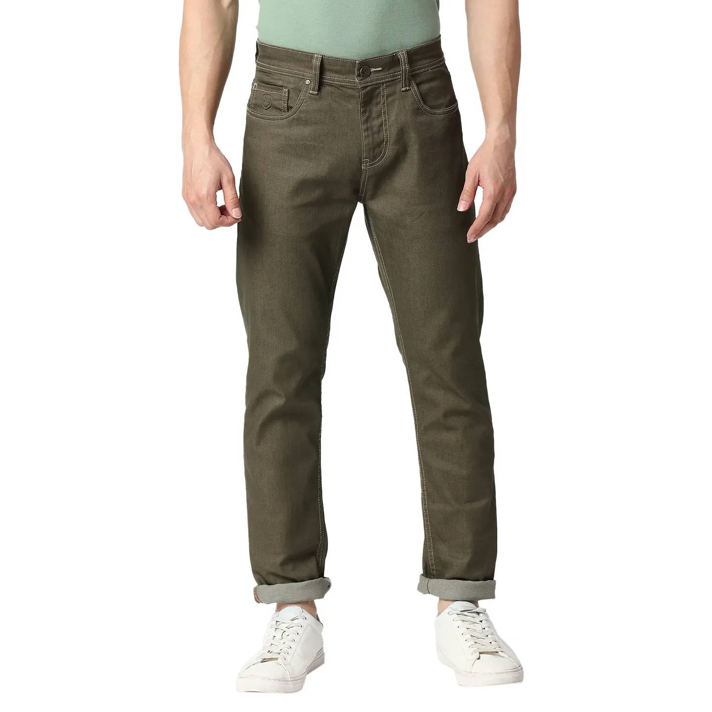 Khaki Slim Straight Fit Men's Denims by Being Human Clothing