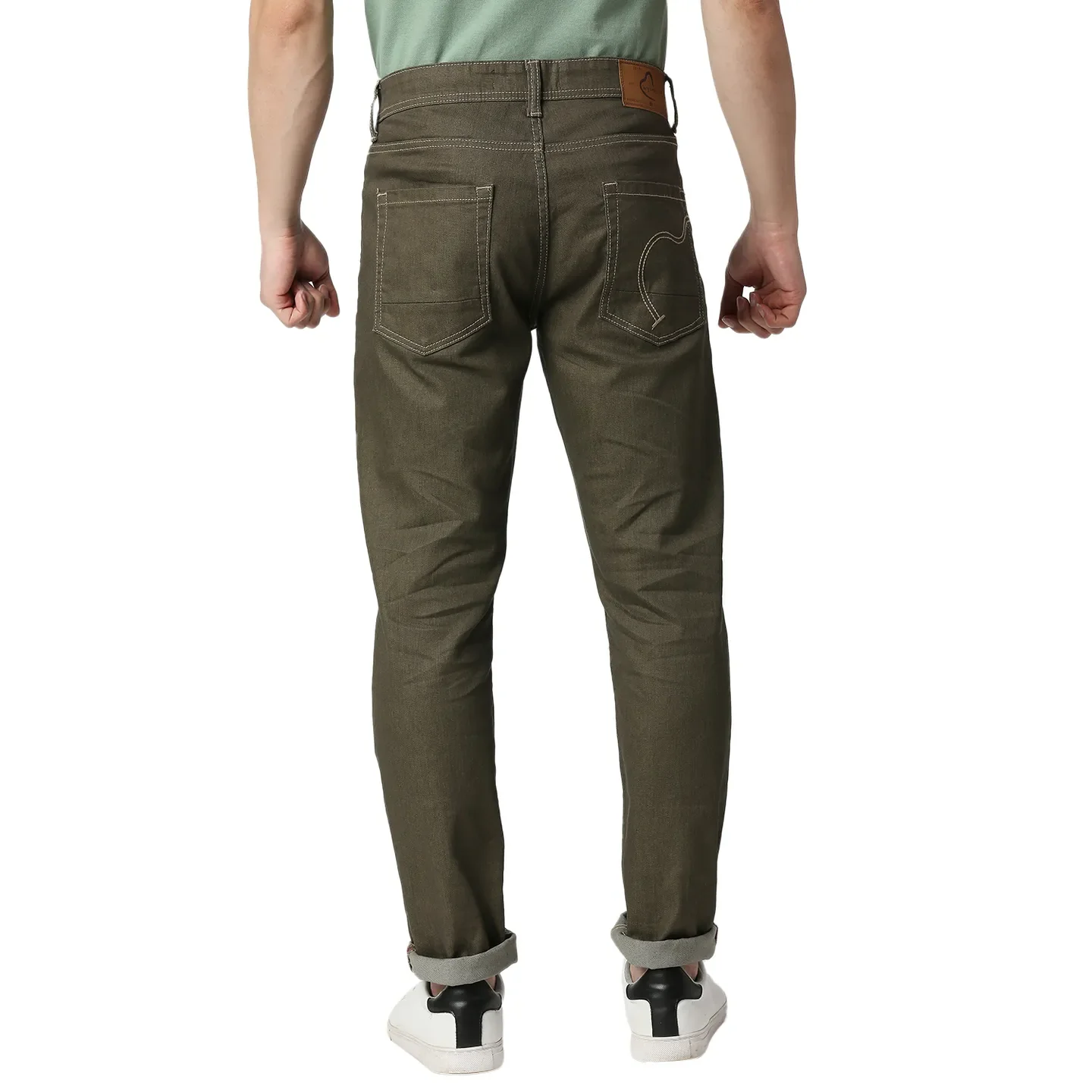 Khaki Slim Straight Fit Men's Denims by Being Human Clothing - Image 3