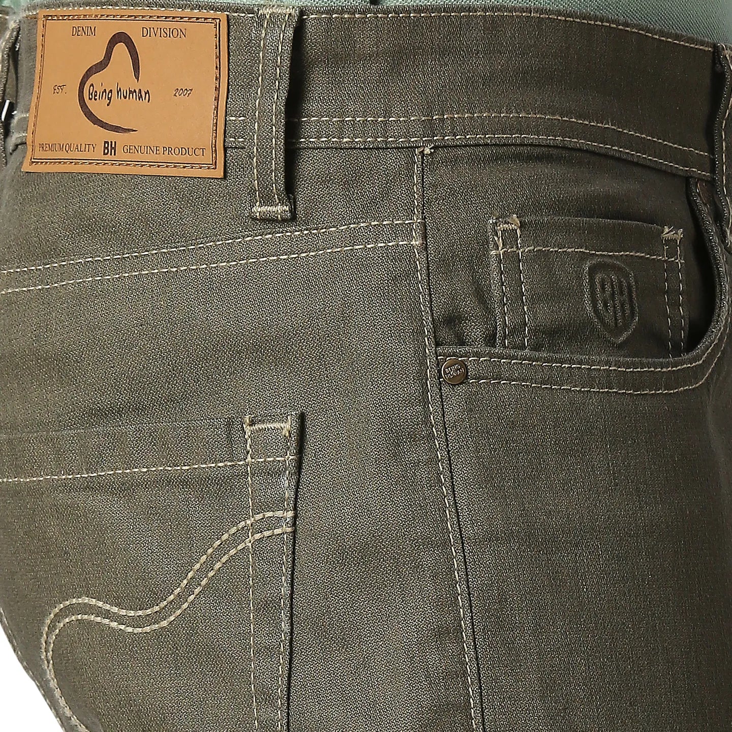 Khaki Slim Straight Fit Men's Denims by Being Human Clothing - Image 4