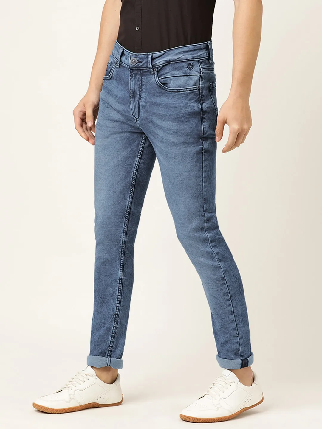 Blue Slim Straight Fit Men's Denims by Being Human Clothing - Image 2