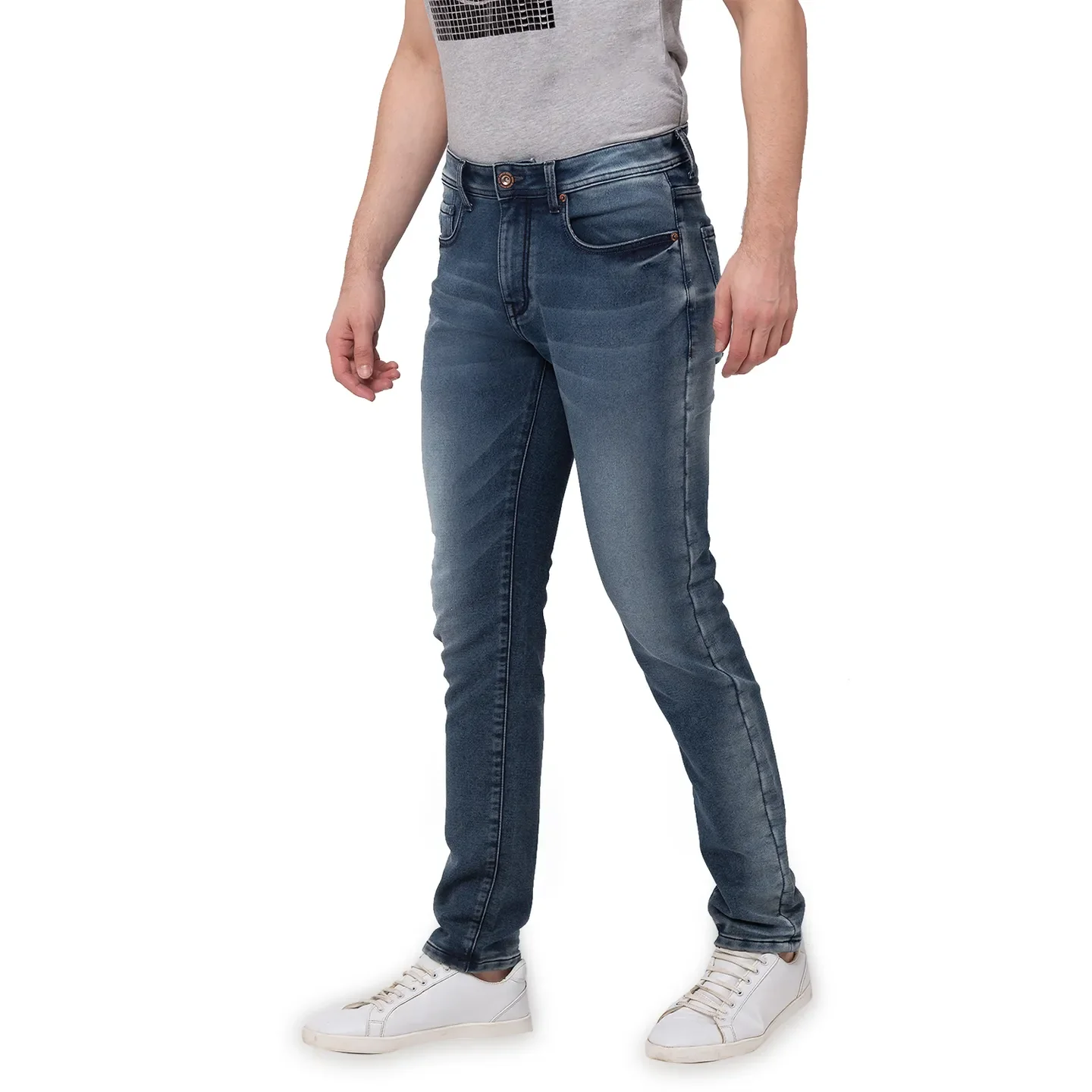 Blue Slim Straight Fit Men's Denims by Being Human Clothing - Image 2