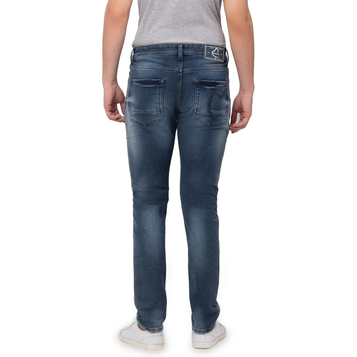 Blue Slim Straight Fit Men's Denims by Being Human Clothing - Image 3