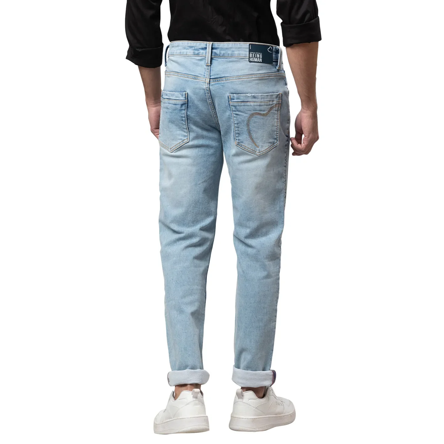 Light Blue Slim Fit Denims For Men By Being Human Clothing - Image 3