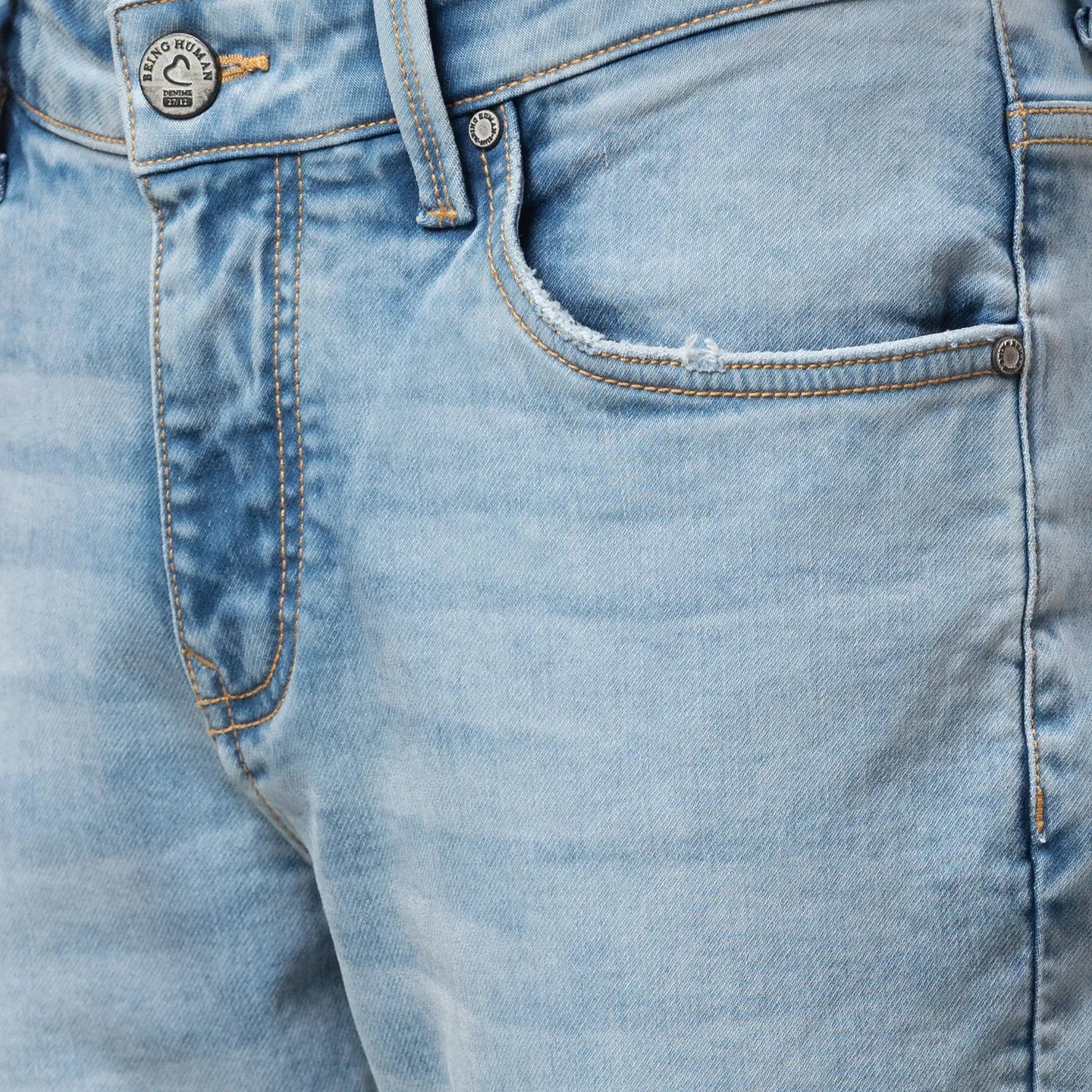Light Blue Slim Fit Denims For Men By Being Human Clothing - Image 5
