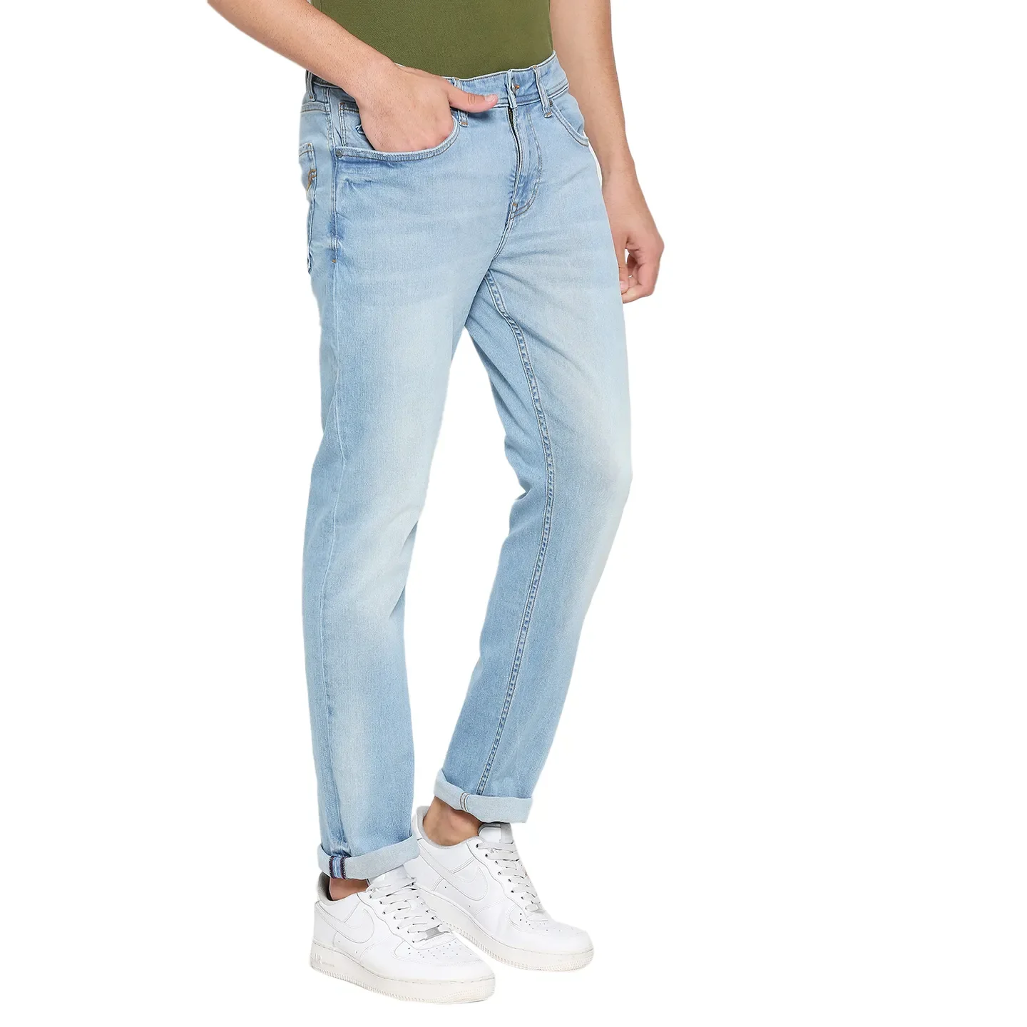 Blue Slim Straight Fit Men's Denims by Being Human Clothing - Image 3