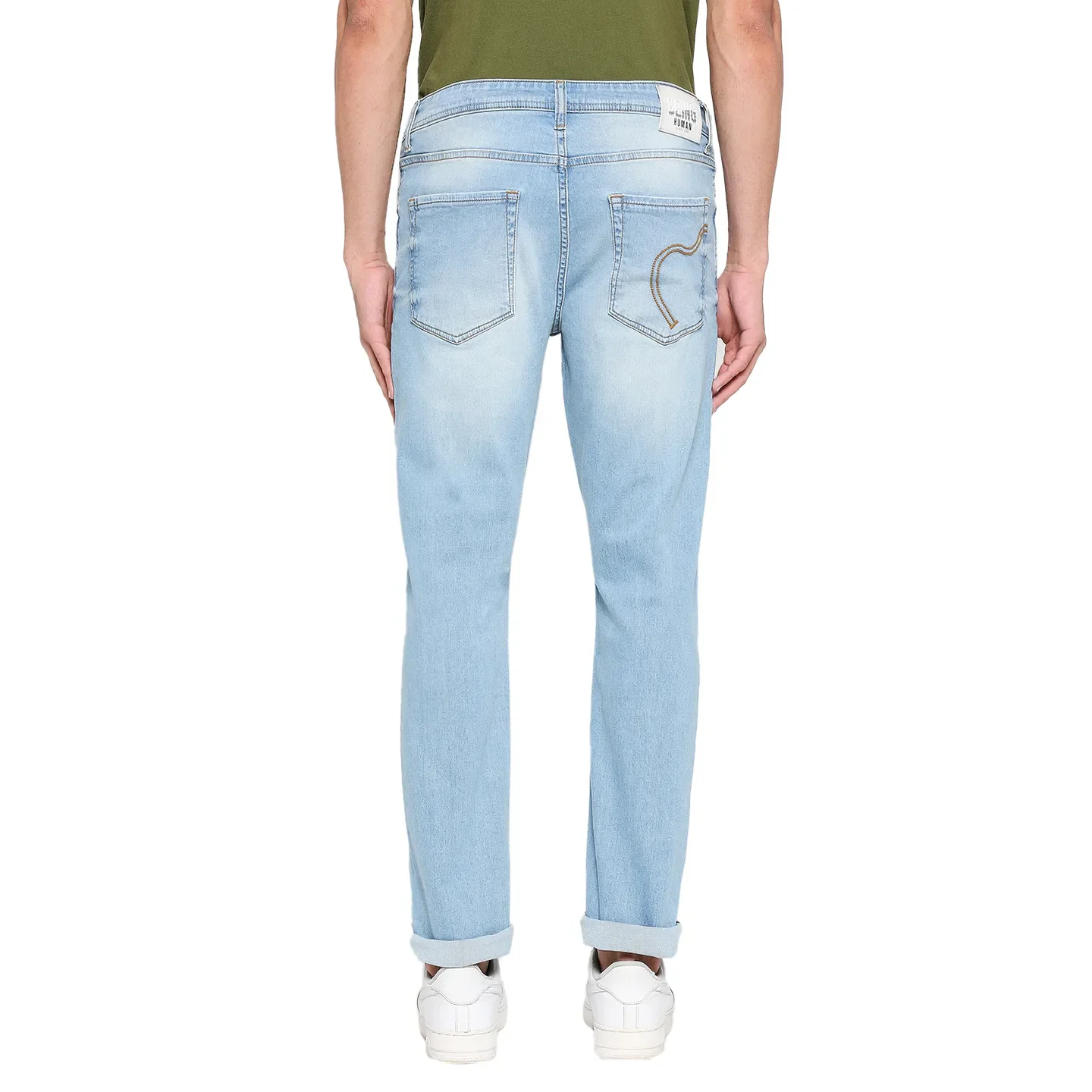 Blue Slim Straight Fit Men's Denims by Being Human Clothing - Image 4