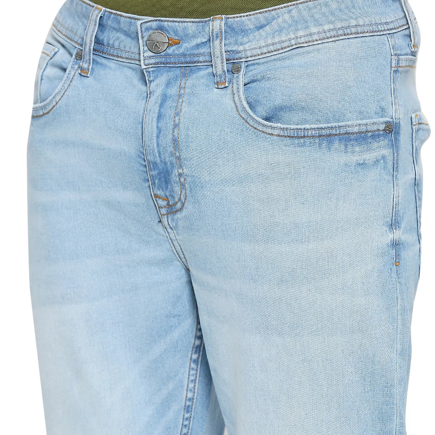 Blue Slim Straight Fit Men's Denims by Being Human Clothing - Image 5