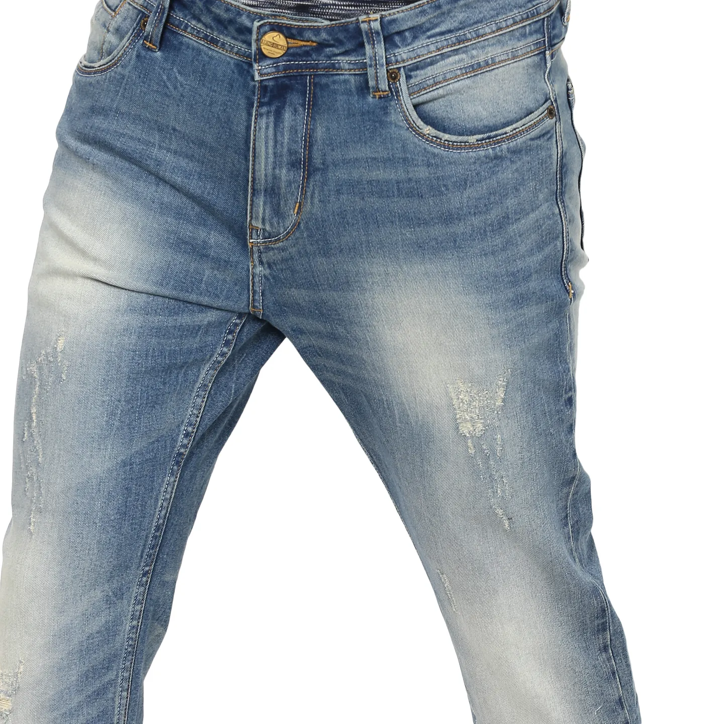 Blue Slim Straight Fit Men's Denims by Being Human Clothing - Image 4