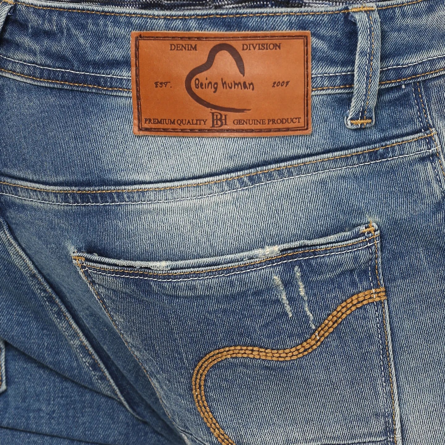 Blue Slim Straight Fit Men's Denims by Being Human Clothing - Image 5