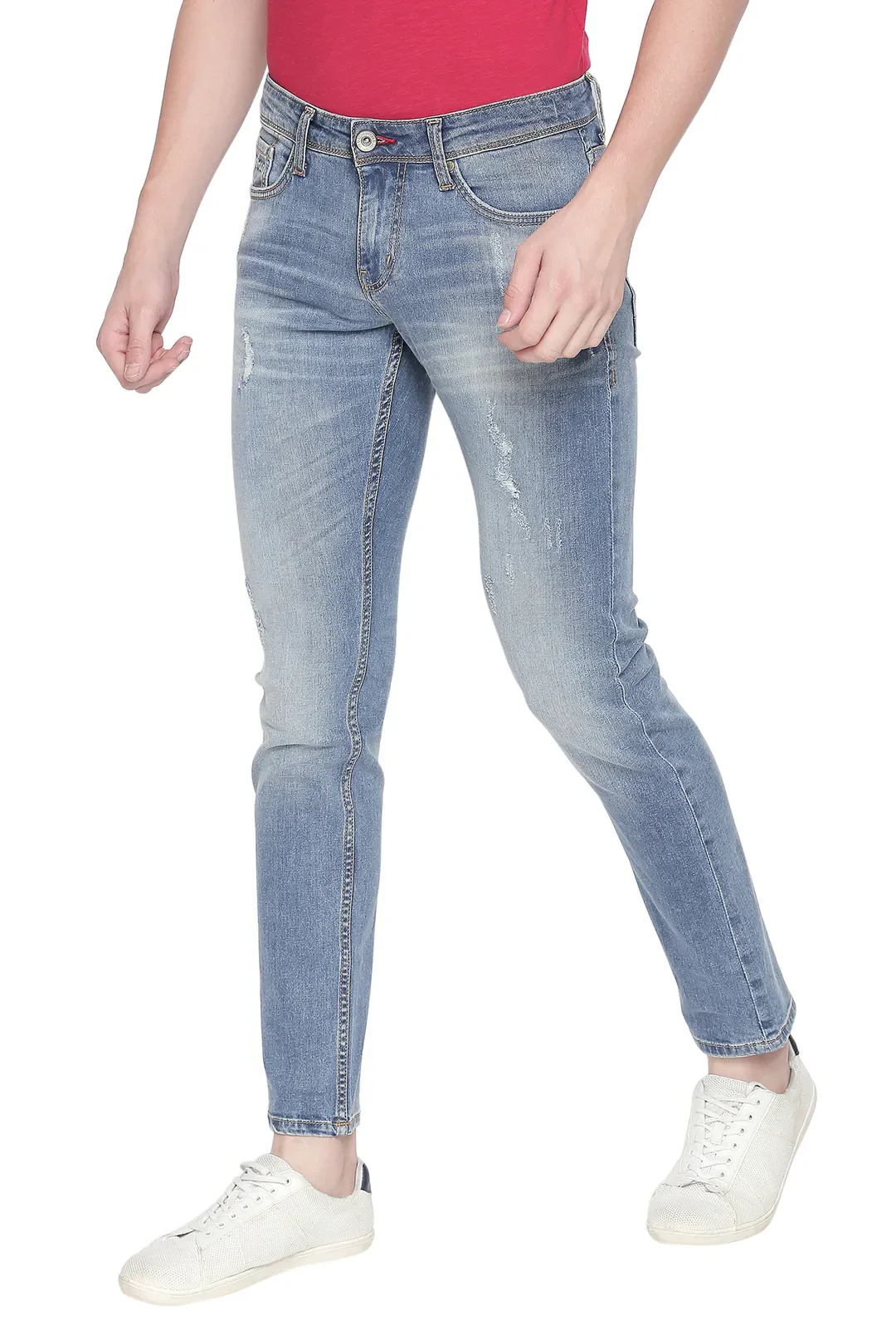 Blue Slim Straight Fit Men's Denims by Being Human Clothing - Image 3