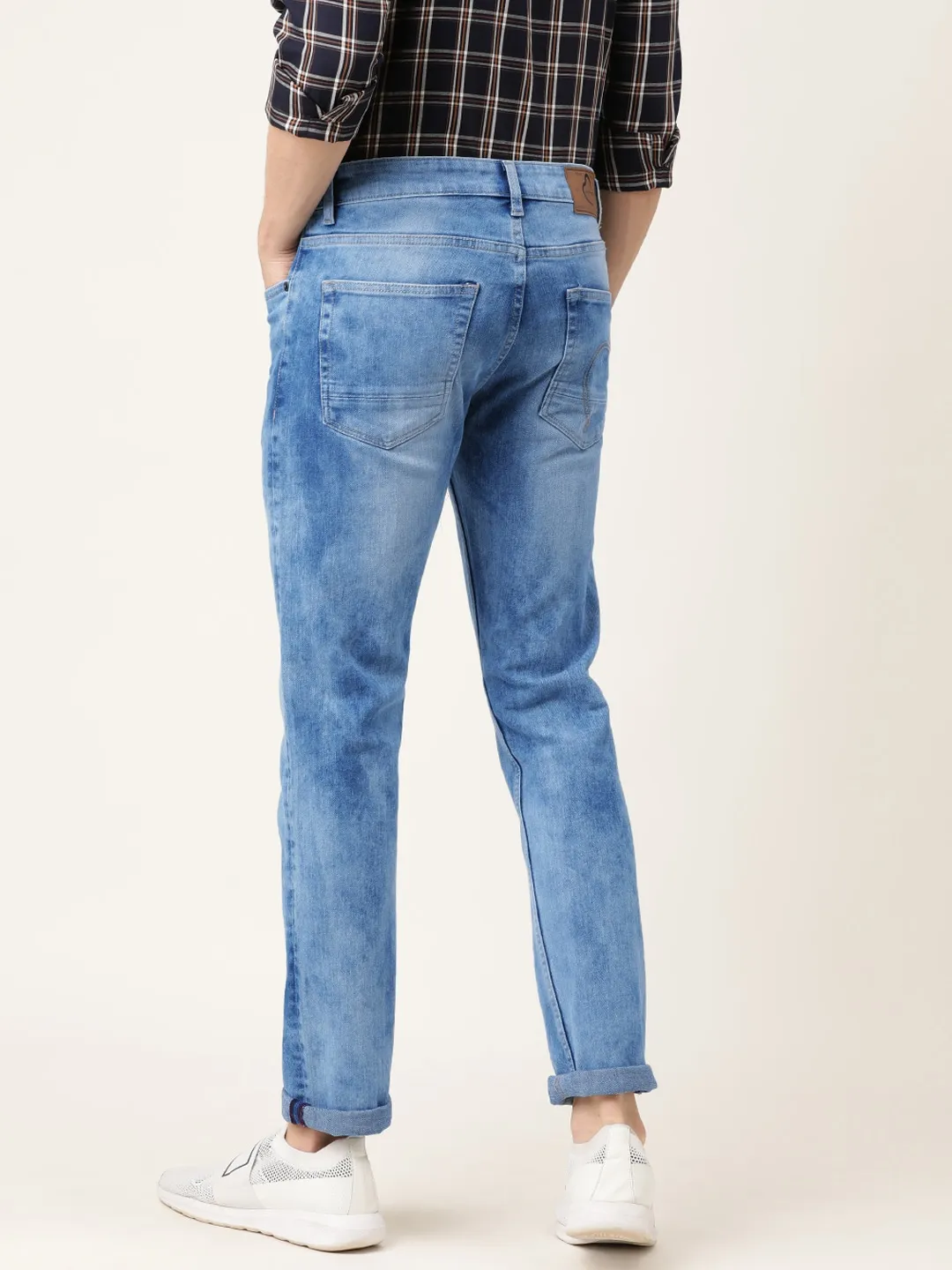 Blue Slim Straight Fit Men's Denims by Being Human Clothing - Image 3