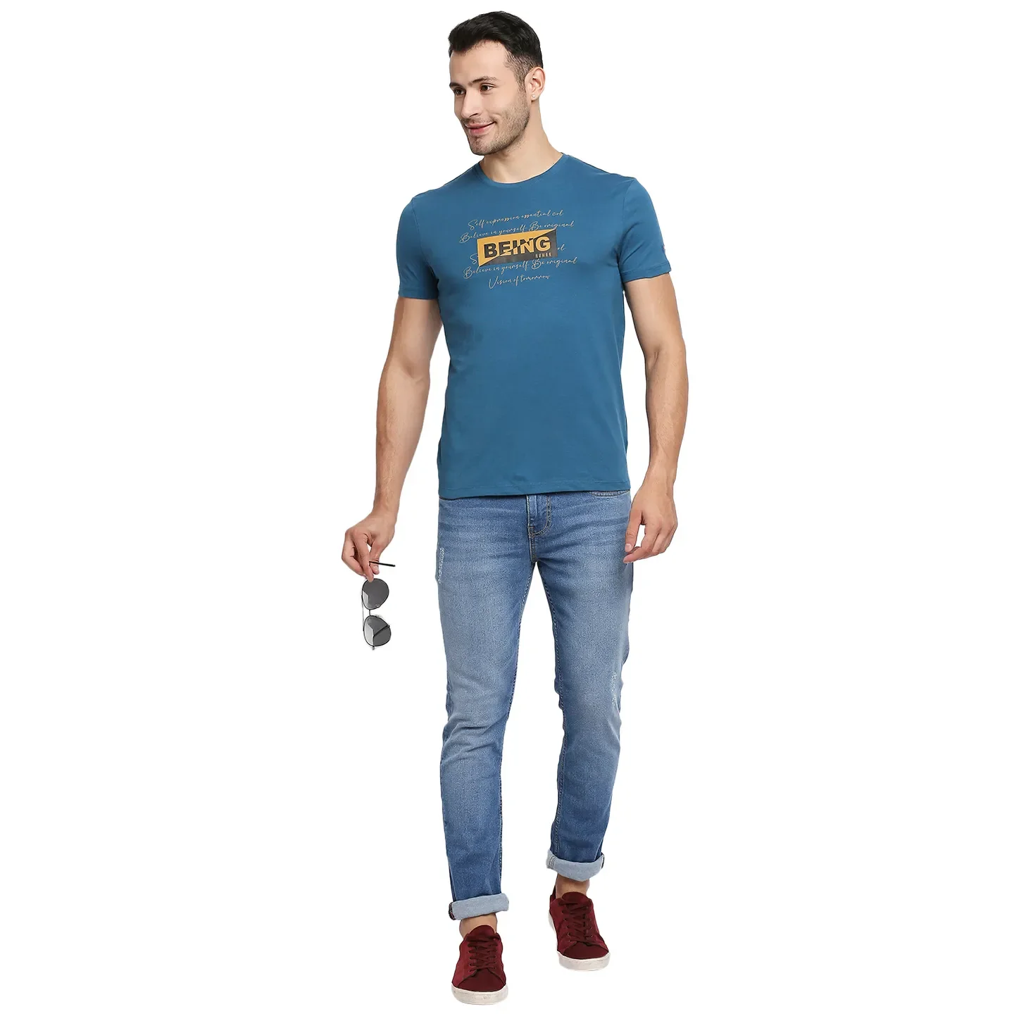 Blue Slim Straight Fit Men's Denims by Being Human Clothing - Image 6