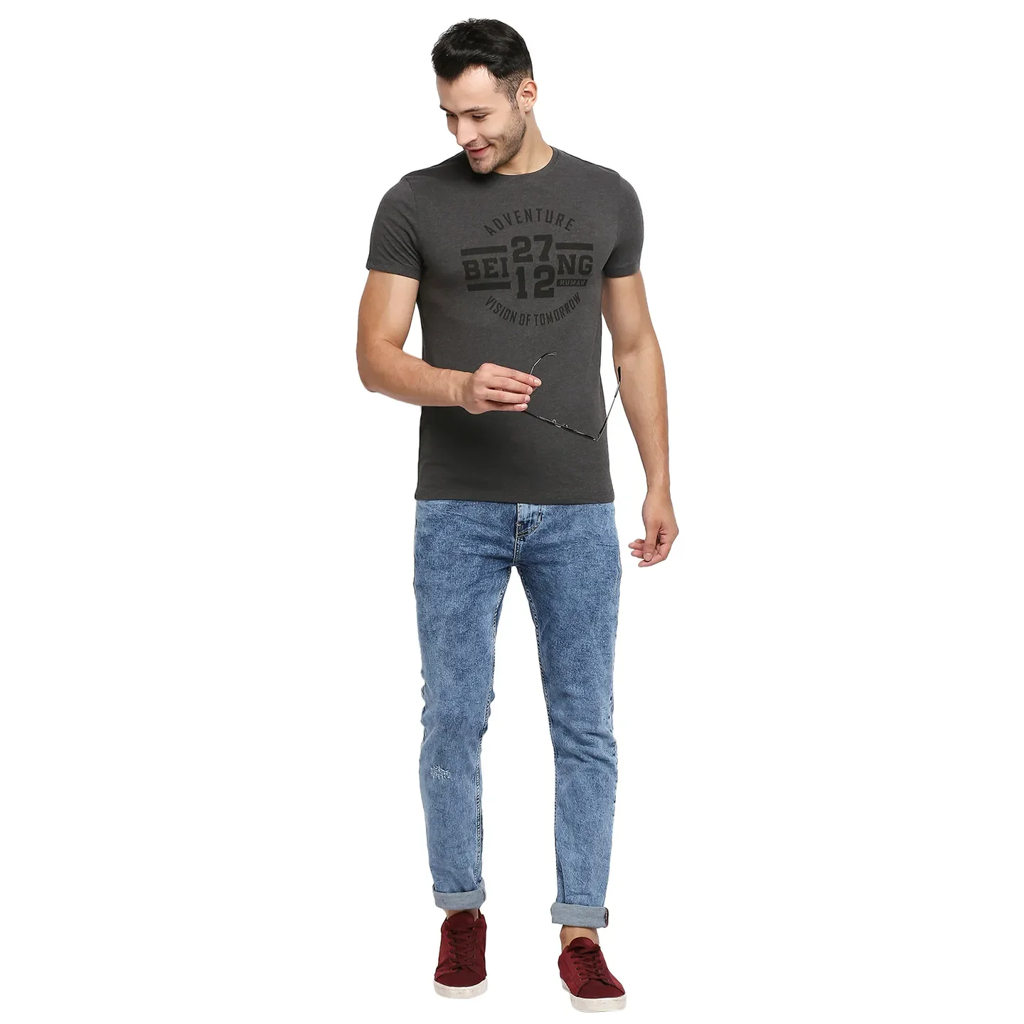 Blue Slim Straight Fit Men's Denims by Being Human Clothing - Image 5