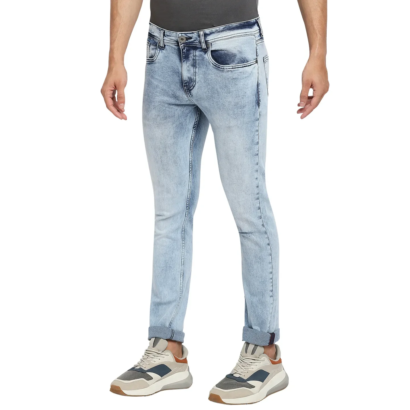 Blue Slim Straight Fit Men's Denims by Being Human Clothing - Image 3