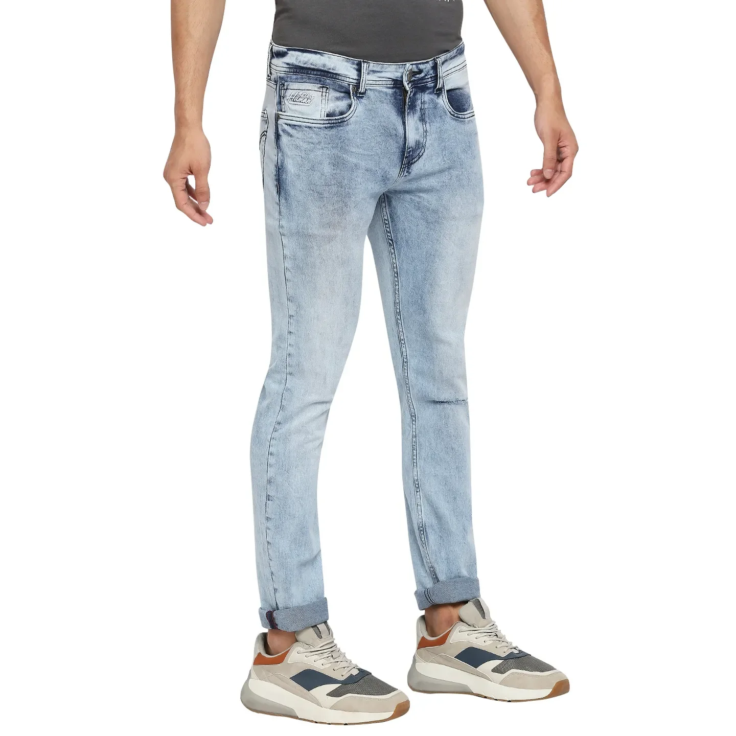 Blue Slim Straight Fit Men's Denims by Being Human Clothing - Image 5