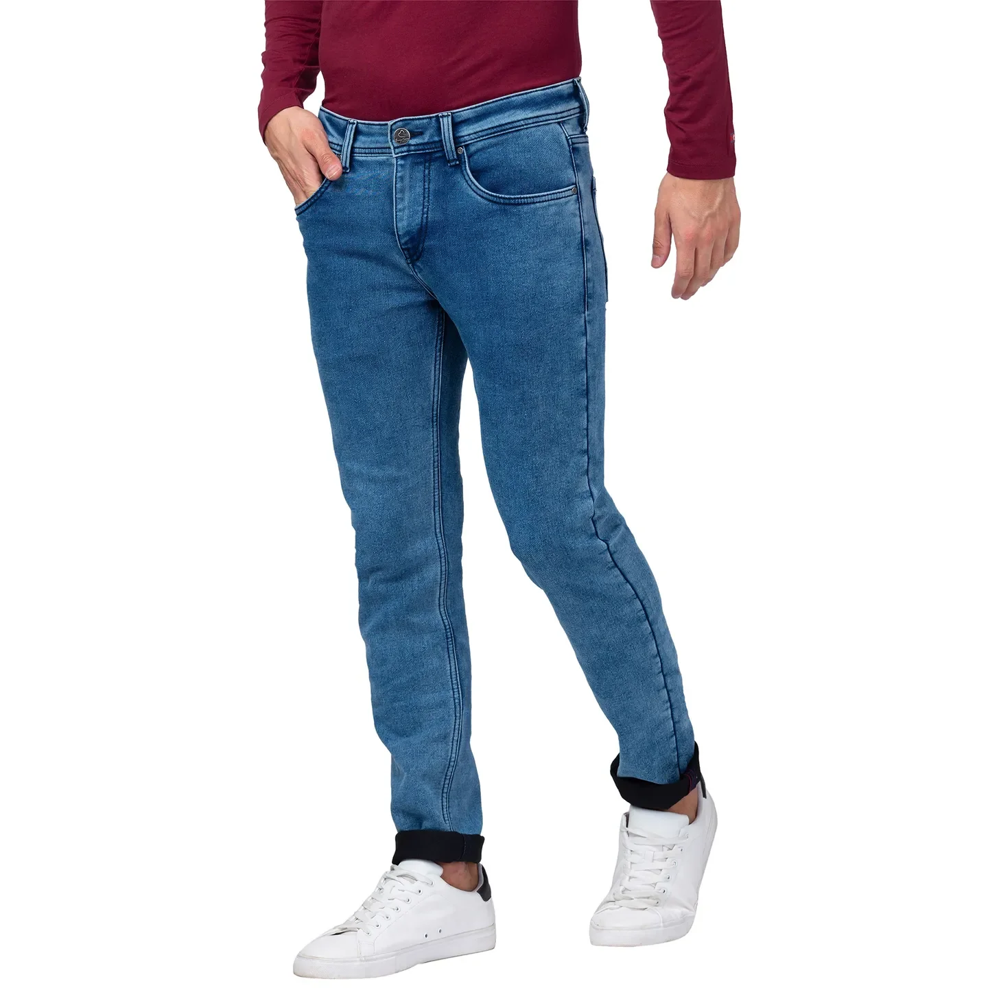 Blue Slim Straight Fit Men's Denims by Being Human Clothing - Image 4