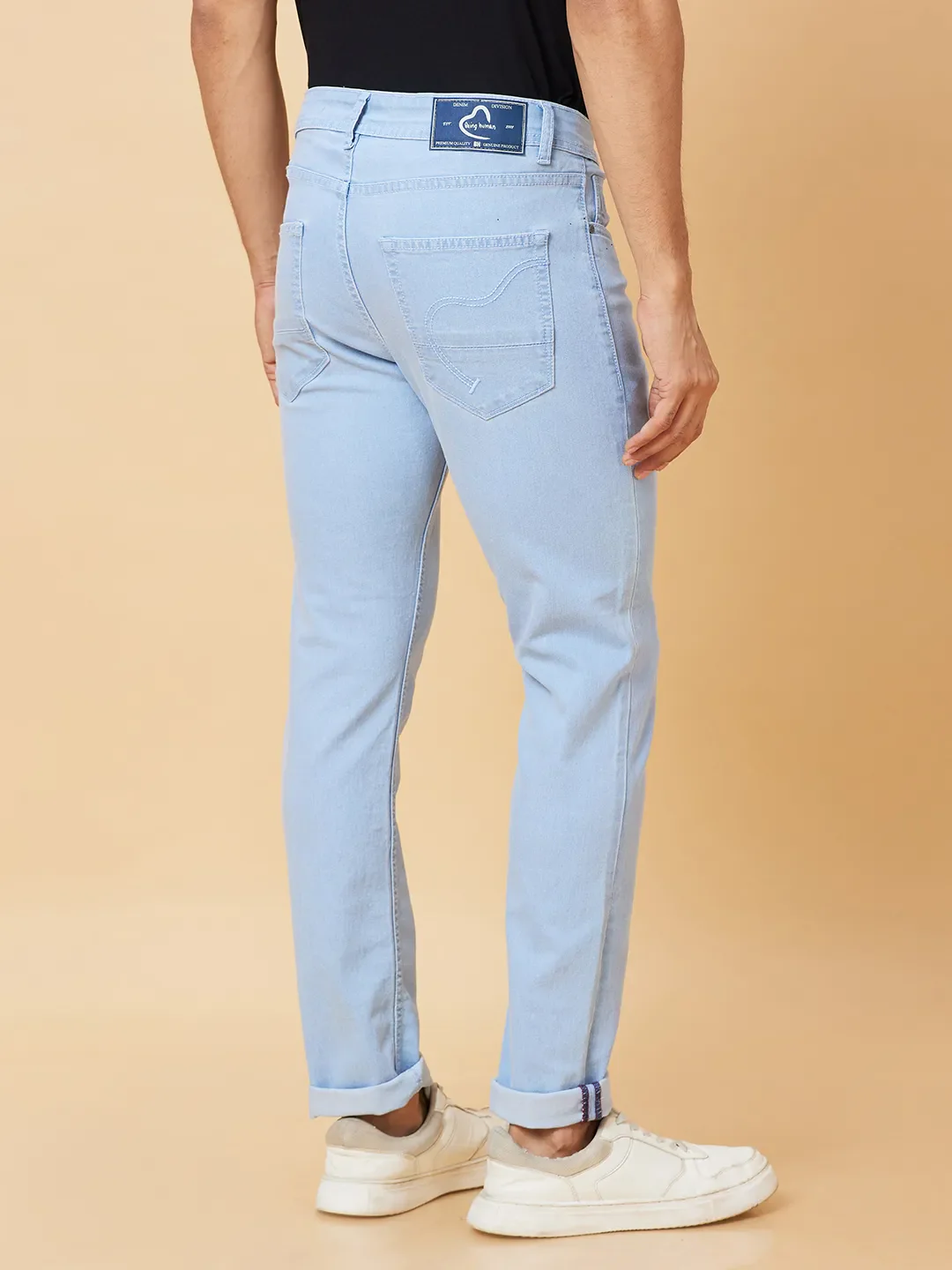 Blue Slim Straight Fit Men's Denims by Being Human Clothing - Image 4