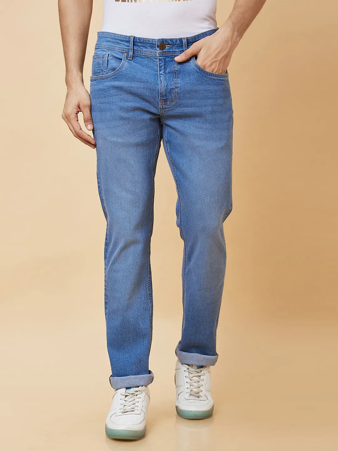 Blue Slim Straight Fit Men's Denims by Being Human Clothing