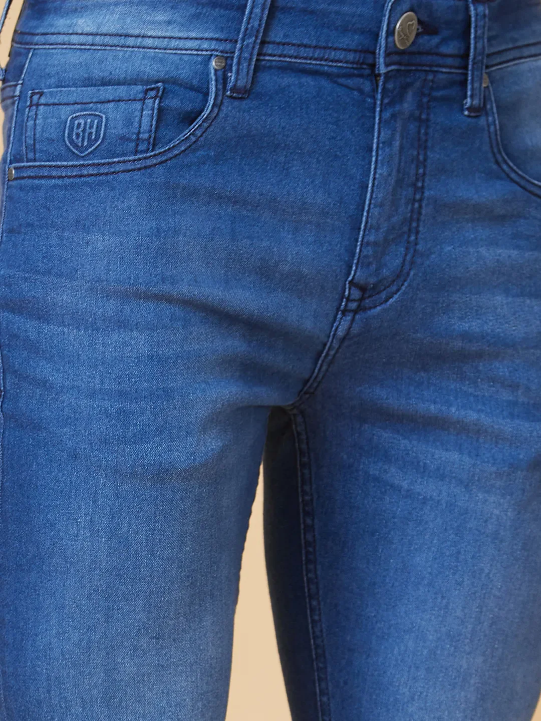 Blue Slim Straight Fit Men's Denims by Being Human Clothing - Image 4