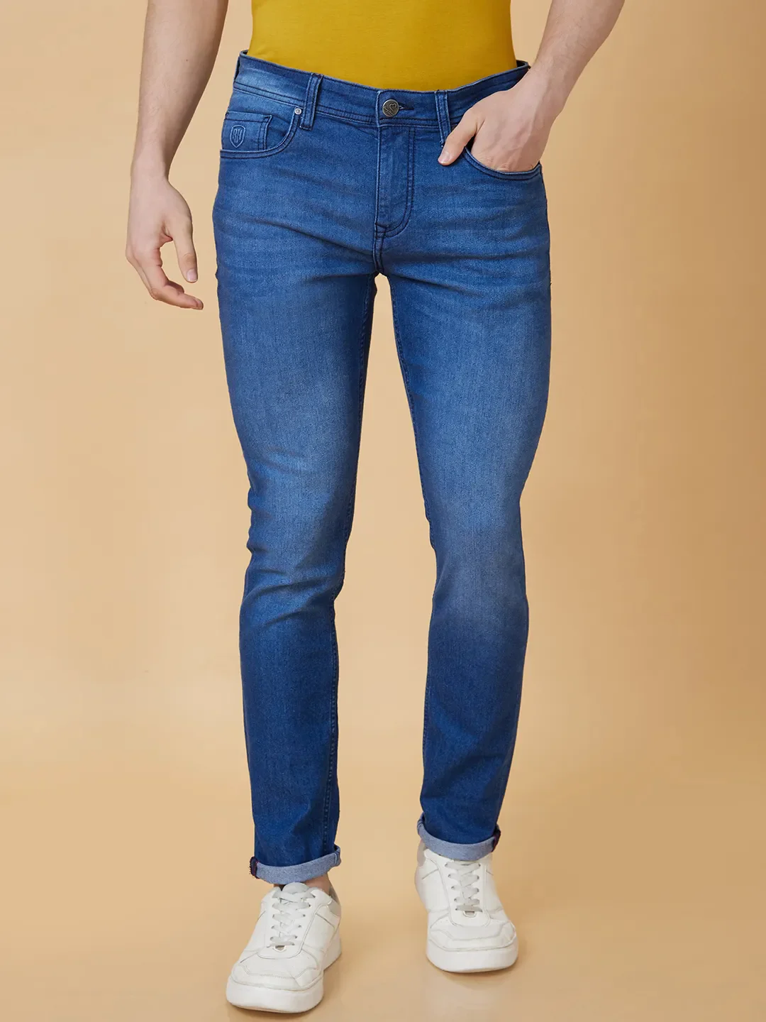Blue Slim Straight Fit Men's Denims by Being Human Clothing - Image 6