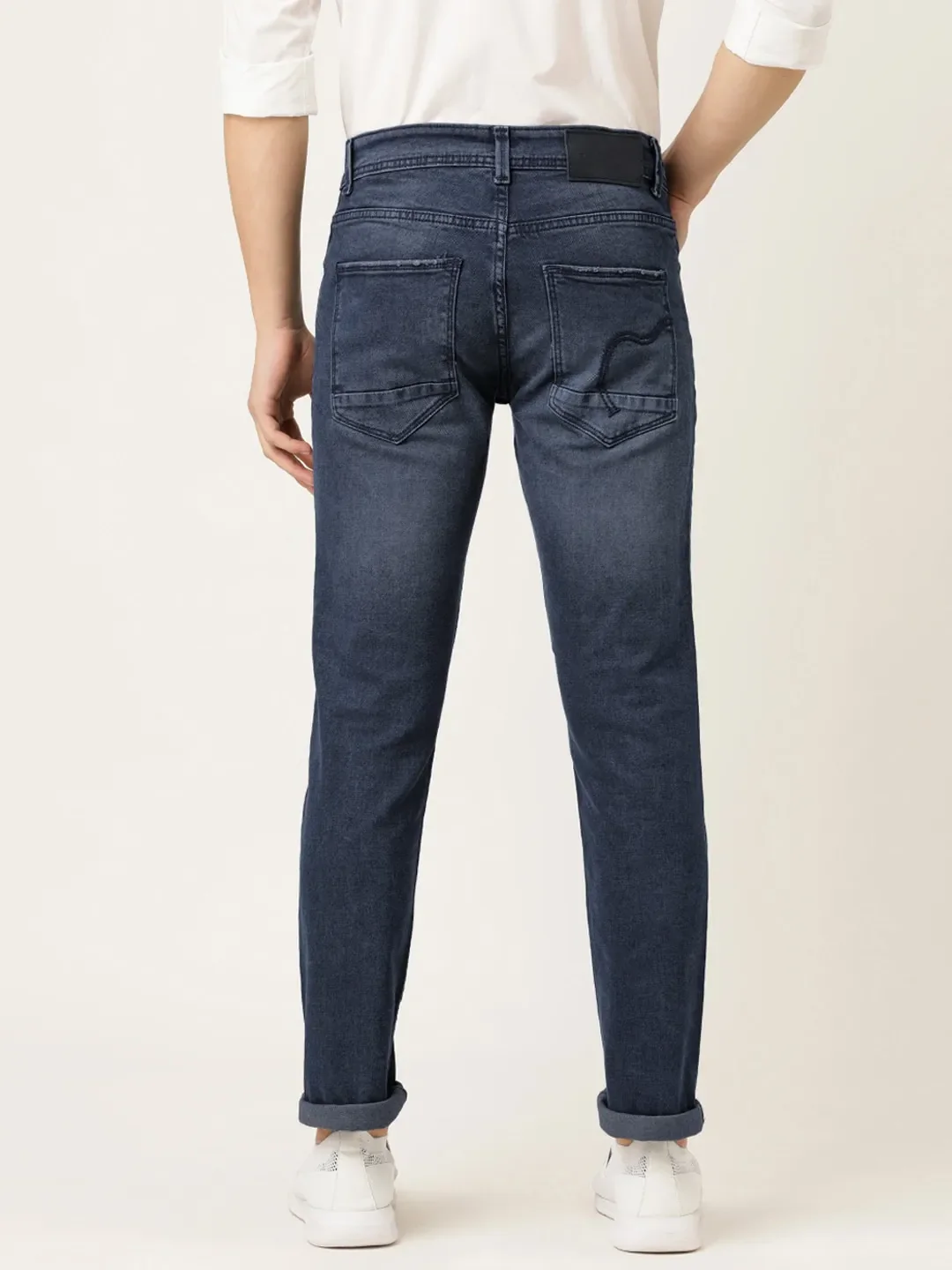 Blue Slim Straight Fit Men's Denims by Being Human Clothing - Image 3