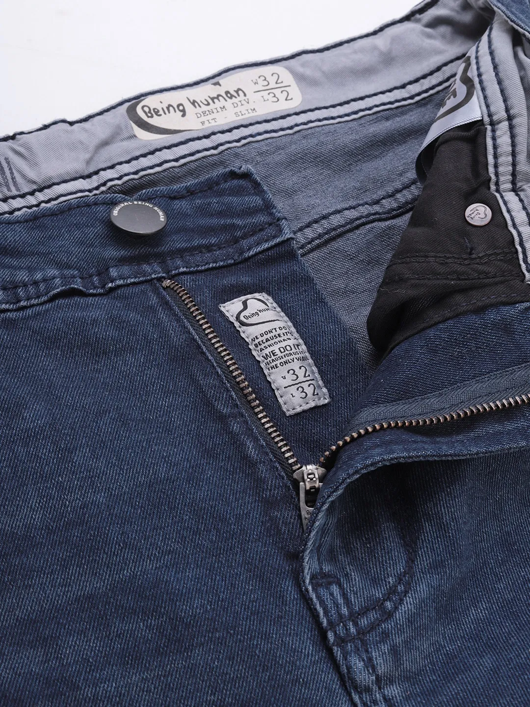 Blue Slim Straight Fit Men's Denims by Being Human Clothing - Image 4
