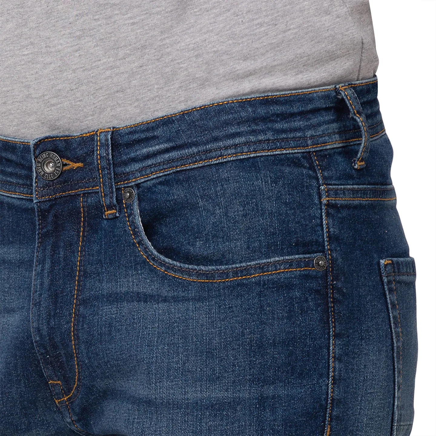 Blue Slim Straight Fit Men's Denims by Being Human Clothing - Image 4