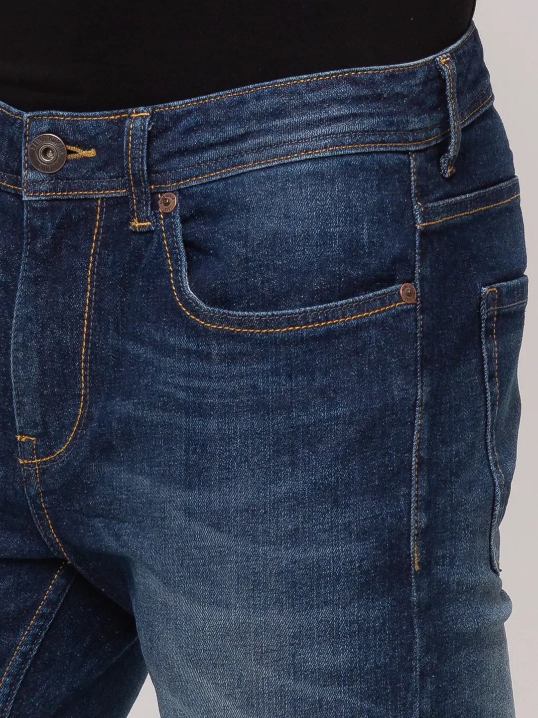 Blue Slim Straight Fit Men's Denims by Being Human Clothing - Image 4