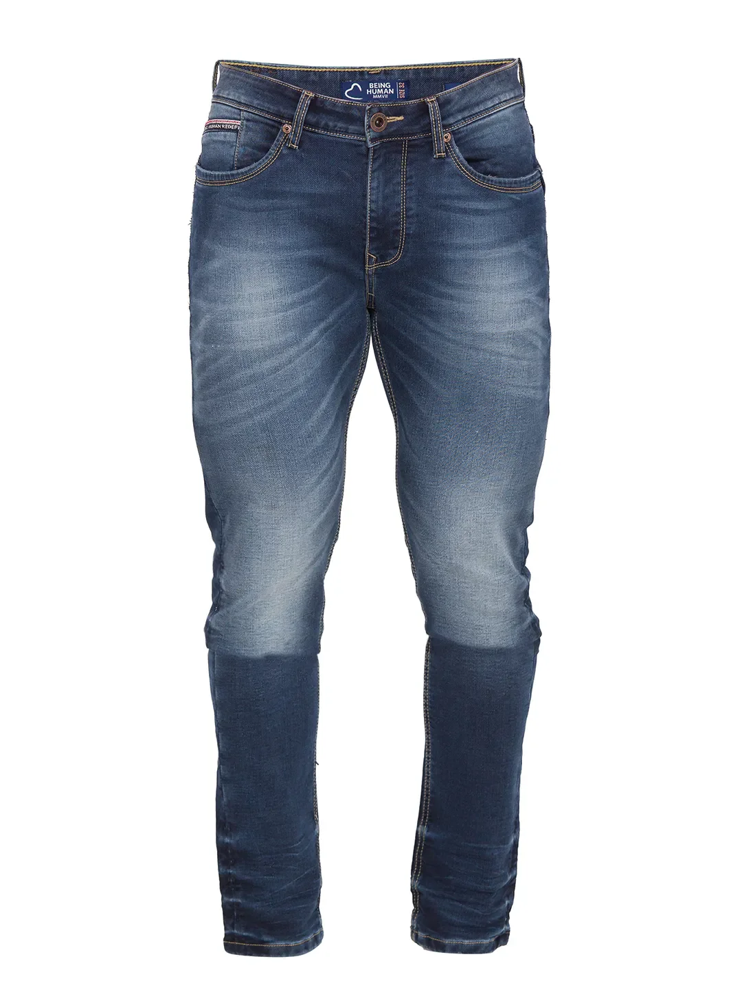 Blue Slim Straight Fit Men's Denims by Being Human Clothing - Image 5