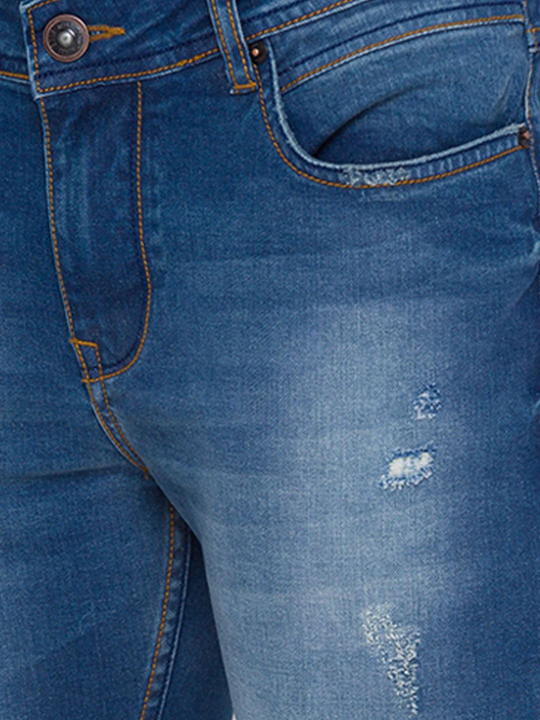 Blue Slim Straight Fit Men's Denims by Being Human Clothing - Image 3