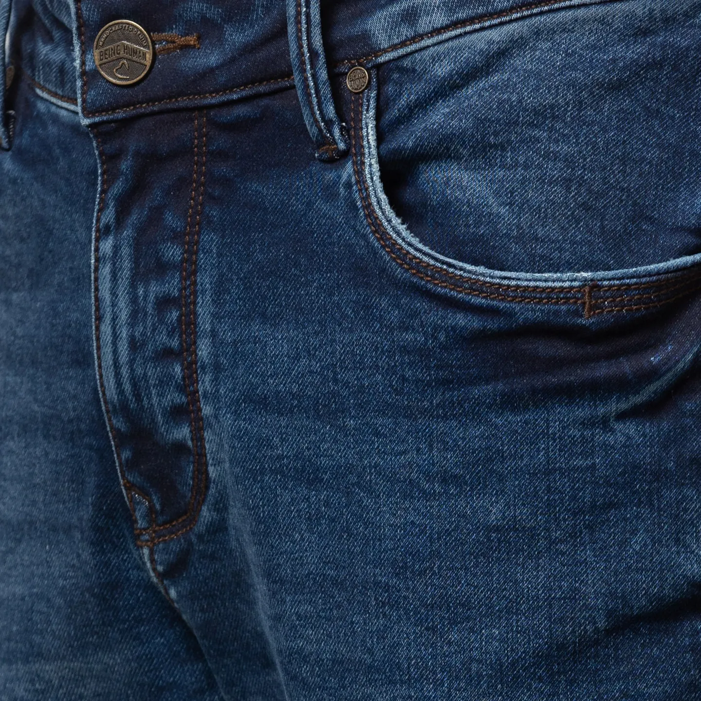 Blue Slim Straight Fit Men's Denims by Being Human Clothing - Image 5