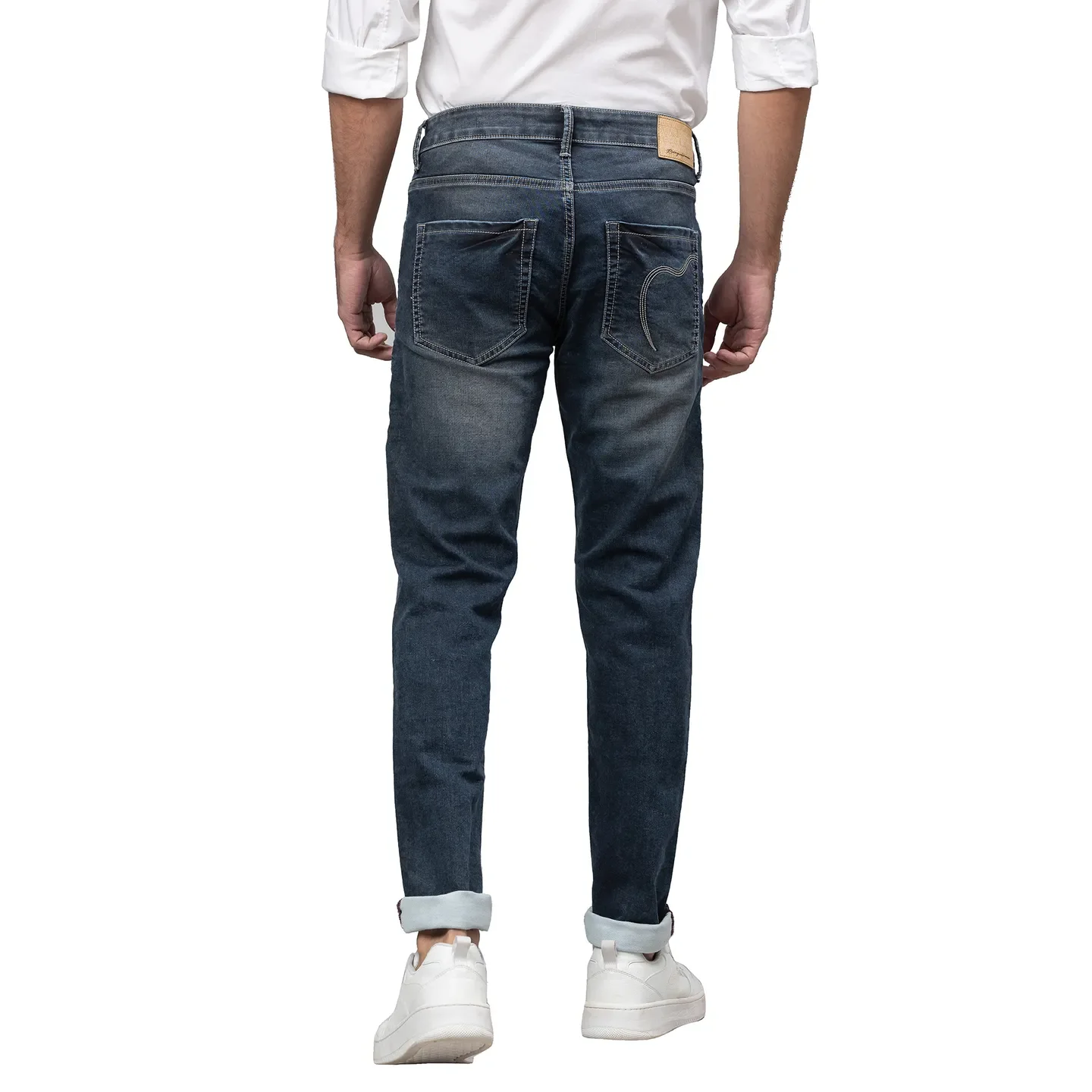 Blue Slim Straight Fit Men's Denims by Being Human Clothing - Image 3