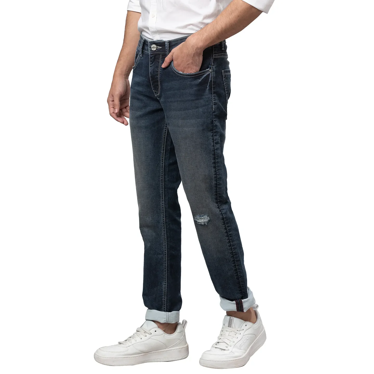 Blue Slim Straight Fit Men's Denims by Being Human Clothing - Image 4