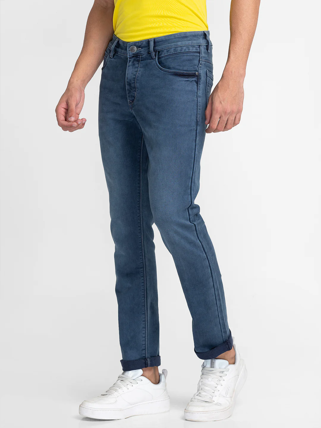 Blue Slim Fit Denims For Men By Being Human Clothing - Image 4