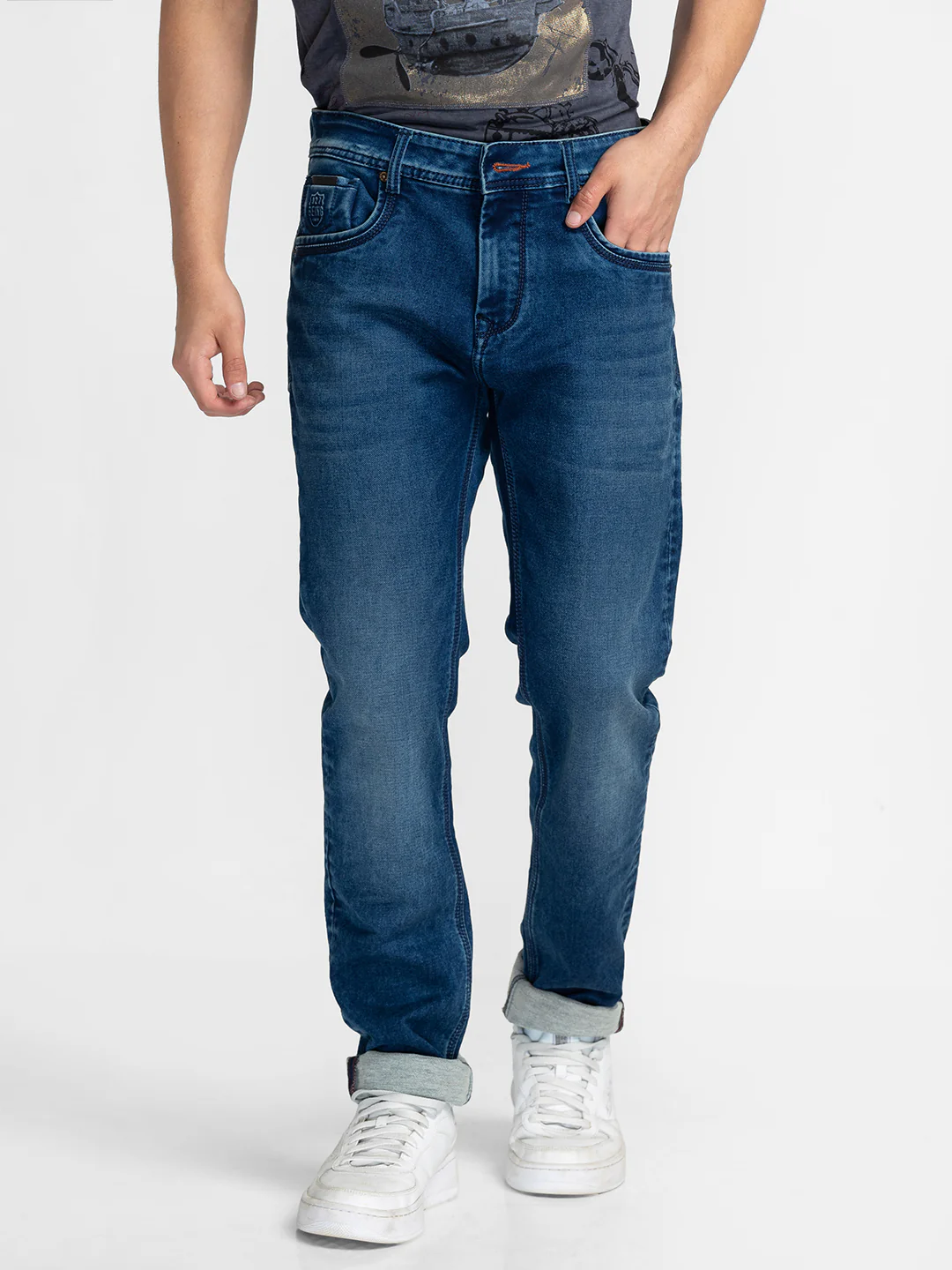 Blue Slim Fit Denims For Men By Being Human Clothing