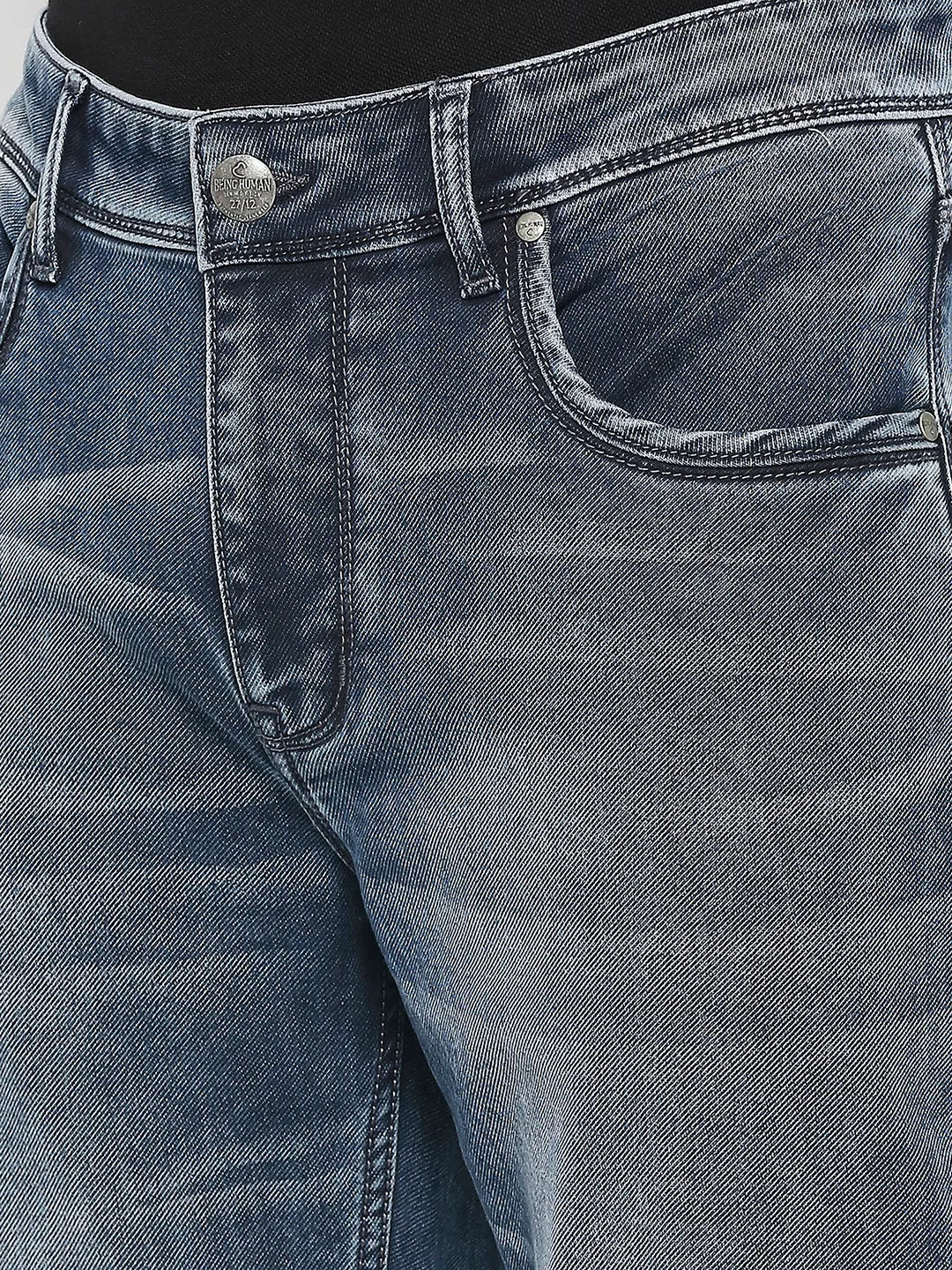 Blue Slim Straight Fit Men's Denims by Being Human Clothing - Image 5